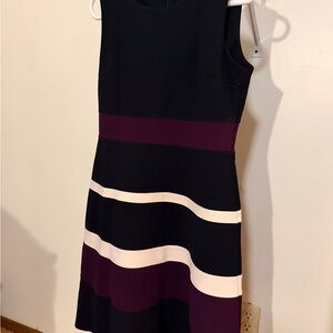 Tommy Hilfiger Black and Purple Striped Midi Dress